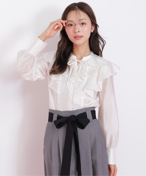 JILL by JILL STUART（ジルバイジルスチュアート）の「◇長袖ラッフルブラウス（シャツ/ブラウス・レディース・ホワイト/ブラウン/グリーン・FREE）」の18枚目の写真