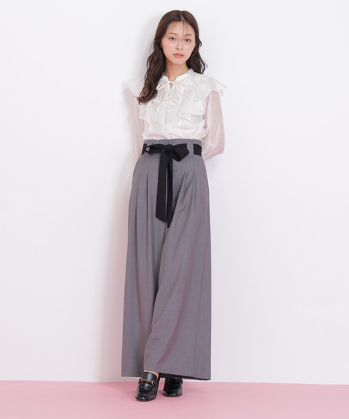 JILL by JILL STUART（ジルバイジルスチュアート）の「◇長袖ラッフルブラウス（シャツ/ブラウス・レディース・ホワイト/ブラウン/グリーン・FREE）」の21枚目の写真