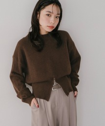 フロントジップニットトップス