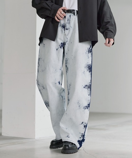 セール】バギーシルエットヴィンテージ加工カーブデニム（デニムパンツ