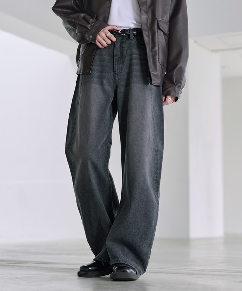 セール】バギーシルエットヴィンテージ加工カーブデニム（デニムパンツ