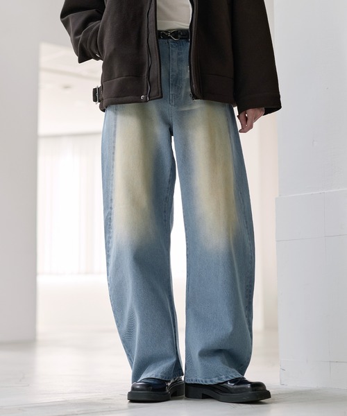 セール】バギーシルエットヴィンテージ加工カーブデニム（デニムパンツ