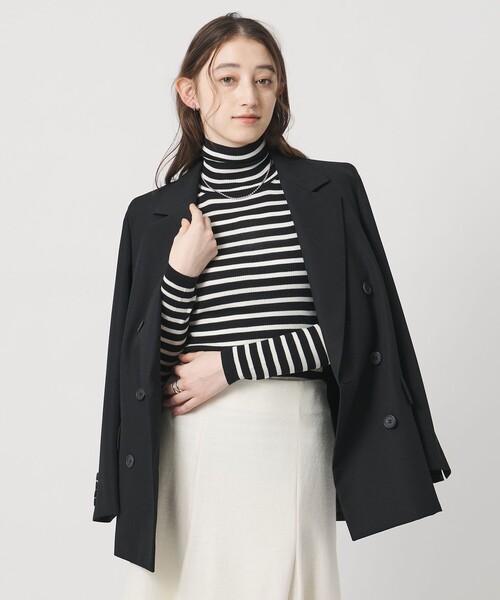 ＜LOEFF＞W ボーダー タートルネック リブニット LOEFF（ロエフ）の「＜LOEFF＞W ボーダー タートルネック リブニット