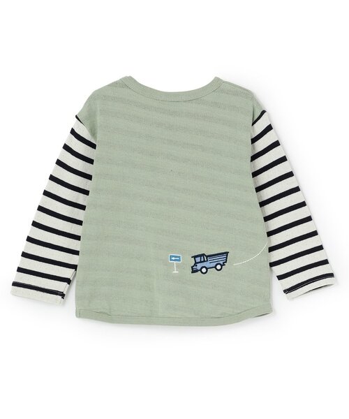 kladskap（クレードスコープ）の「【人気商品再入荷】【直営店で取り扱い無し】働く車刺しゅう接結長袖Tシャツ（Tシャツ/カットソー・キッズ・レンガ/ライトカーキ・90cm/100cm/130cm/120cm/110cm）」の3枚目の写真