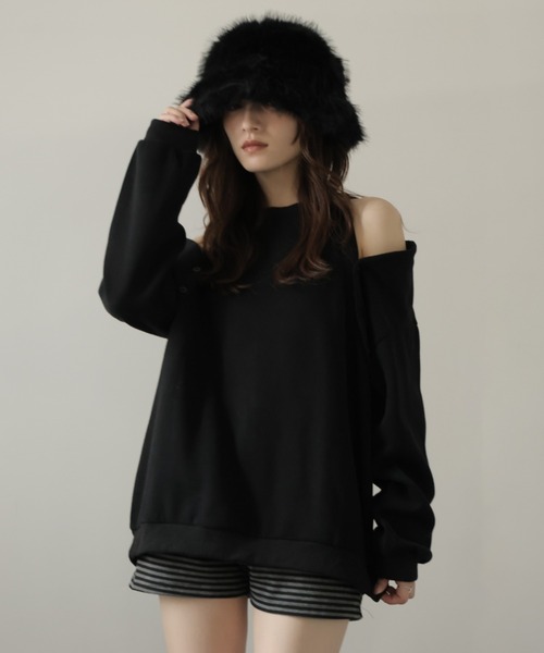 Ulysses(ユリシス)の「袖ボタンマルチWAYスウェットトップス(スウェット・レディース・グレー/ブラック・F)」の16枚目の写真