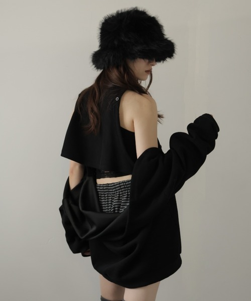 Ulysses(ユリシス)の「袖ボタンマルチWAYスウェットトップス(スウェット・レディース・グレー/ブラック・F)」の19枚目の写真