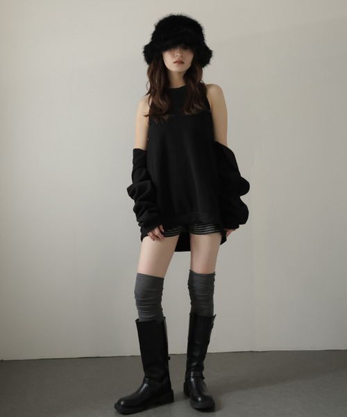 Ulysses(ユリシス)の「袖ボタンマルチWAYスウェットトップス(スウェット・レディース・グレー/ブラック・F)」の10枚目の写真