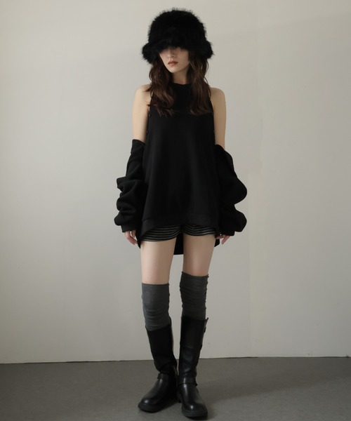 Ulysses(ユリシス)の「袖ボタンマルチWAYスウェットトップス(スウェット・レディース・グレー/ブラック・F)」の11枚目の写真