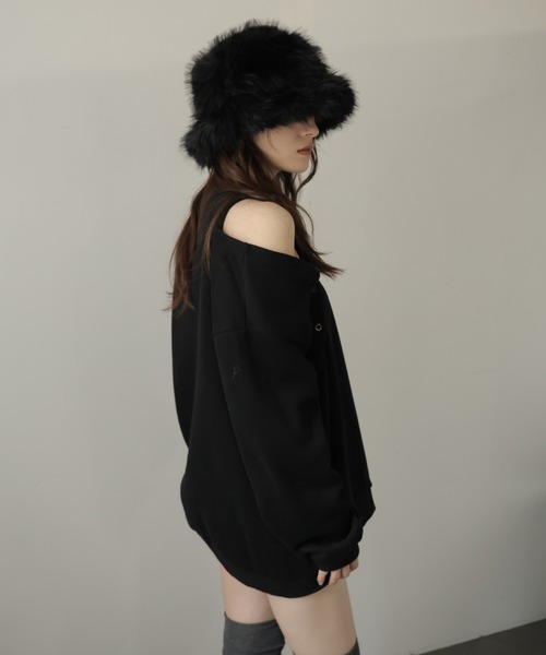 Ulysses(ユリシス)の「袖ボタンマルチWAYスウェットトップス(スウェット・レディース・グレー/ブラック・F)」の13枚目の写真