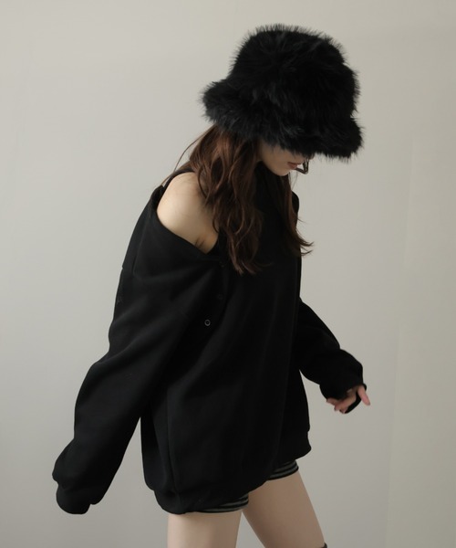 Ulysses(ユリシス)の「袖ボタンマルチWAYスウェットトップス(スウェット・レディース・グレー/ブラック・F)」の14枚目の写真