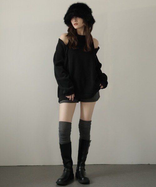 Ulysses(ユリシス)の「袖ボタンマルチWAYスウェットトップス(スウェット・レディース・グレー/ブラック・F)」の22枚目の写真