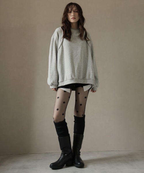 Ulysses(ユリシス)の「袖ボタンマルチWAYスウェットトップス(スウェット・レディース・グレー/ブラック・F)」の9枚目の写真