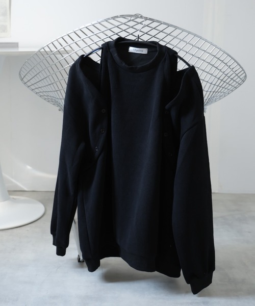 Ulysses(ユリシス)の「袖ボタンマルチWAYスウェットトップス(スウェット・レディース・グレー/ブラック・F)」の7枚目の写真