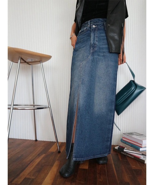 TRUNC（トランクエイティーエイト）の「Cross Waist Denim Skirt（デニムスカート・レディース・グレー/ブルー・SMALL/MEDIUM）」の2枚目の写真