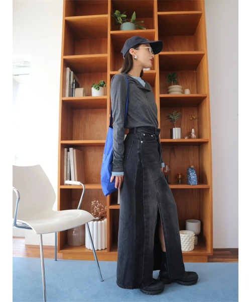 TRUNC（トランクエイティーエイト）の「Cross Waist Denim Skirt（デニムスカート・レディース・グレー/ブルー・SMALL/MEDIUM）」の7枚目の写真