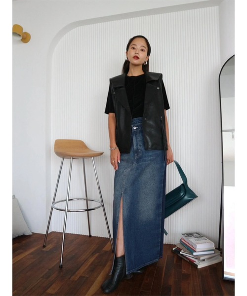 TRUNC（トランクエイティーエイト）の「Cross Waist Denim Skirt（デニムスカート・レディース・グレー/ブルー・SMALL/MEDIUM）」の9枚目の写真