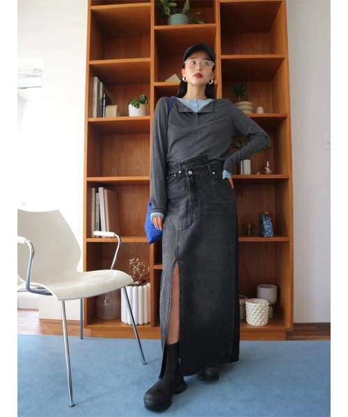 TRUNC（トランクエイティーエイト）の「Cross Waist Denim Skirt（デニムスカート・レディース・グレー/ブルー・SMALL/MEDIUM）」の16枚目の写真