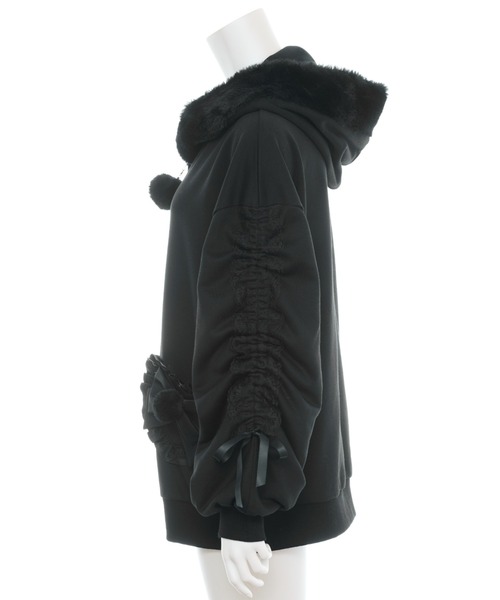 Secret Honey（シークレットハニー）の「ドロストファーパーカー（パーカー・レディース・ブラック/オフホワイト・FREE）」の13枚目の写真