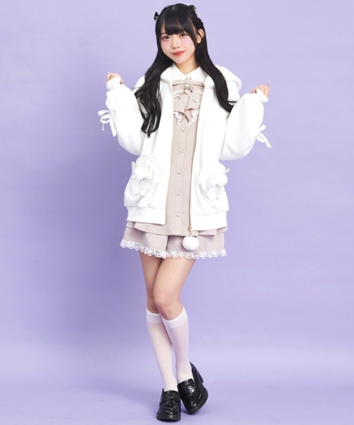 Secret Honey（シークレットハニー）の「ドロストファーパーカー（パーカー・レディース・ブラック/オフホワイト・FREE）」の3枚目の写真