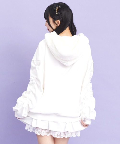 Secret Honey（シークレットハニー）の「ドロストファーパーカー（パーカー・レディース・ブラック/オフホワイト・FREE）」の6枚目の写真