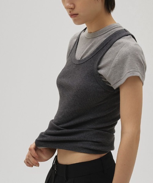 TODAYFUL(トゥデイフル)の「【TODAYFUL/トゥデイフル】Useful Seamless Rib Tanktop/シームレスリブタンクトップ(タンクトップ・レディース・ダークブラウン系/ホワイト/チャコールグレー・FREE)」の5枚目の写真
