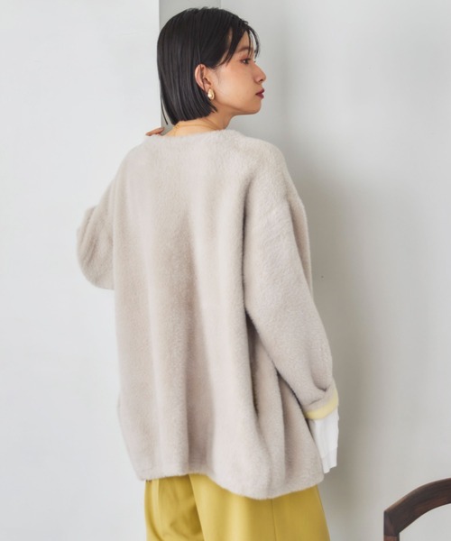 Doux archives(ドゥアルシーヴ)の「ダブルフェイスノーカラーニットジャケット(カーディガン/ボレロ・レディース・ミント/ワイン/グレー・FREE)」の22枚目の写真