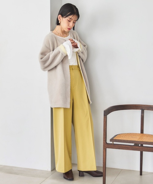 Doux archives(ドゥアルシーヴ)の「ダブルフェイスノーカラーニットジャケット(カーディガン/ボレロ・レディース・ミント/ワイン/グレー・FREE)」の7枚目の写真