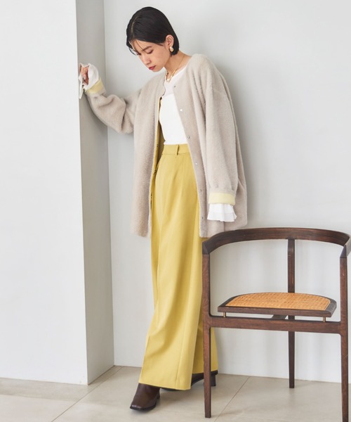 Doux archives(ドゥアルシーヴ)の「ダブルフェイスノーカラーニットジャケット(カーディガン/ボレロ・レディース・ミント/ワイン/グレー・FREE)」の13枚目の写真