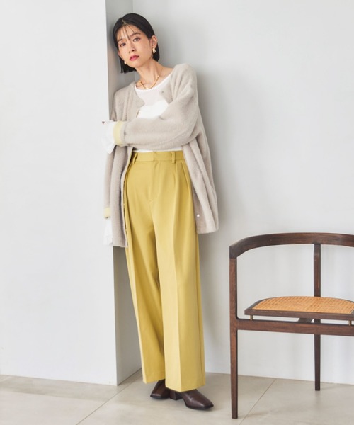 Doux archives(ドゥアルシーヴ)の「ダブルフェイスノーカラーニットジャケット(カーディガン/ボレロ・レディース・ミント/ワイン/グレー・FREE)」の14枚目の写真