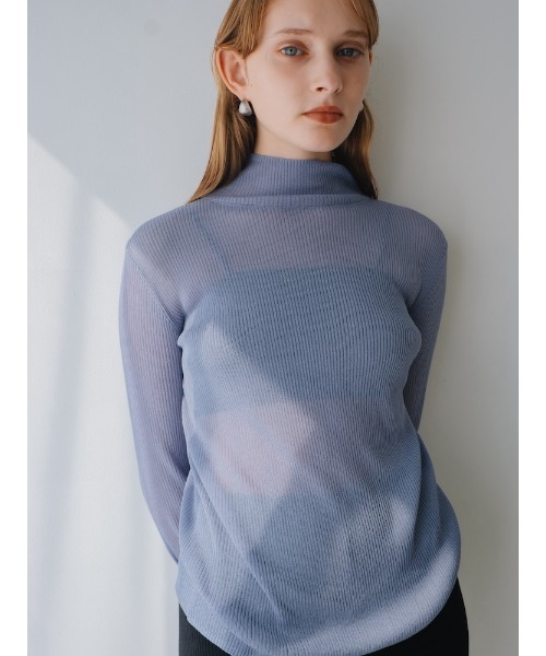 sahara(サハラ)の「Sheer Knit Turtle Top/シアーニットタータルトップ(ニット/セーター・レディース・オフホワイト/ブルー/ブラック/レッド/ブラウン/ミント・FREE)」の11枚目の写真