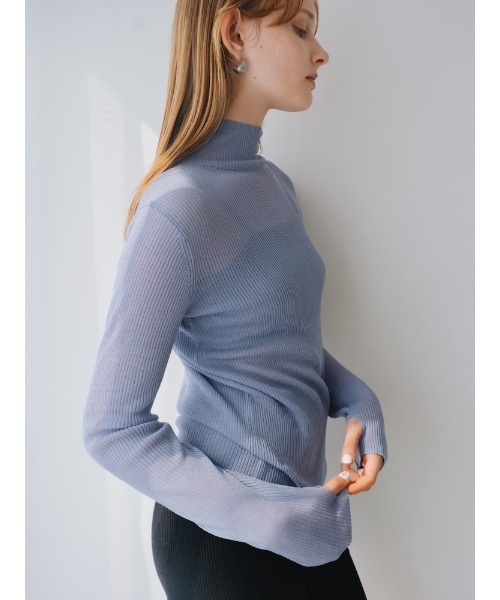 sahara(サハラ)の「Sheer Knit Turtle Top/シアーニットタータルトップ(ニット/セーター・レディース・オフホワイト/ブルー/ブラック/レッド/ブラウン/ミント・FREE)」の15枚目の写真