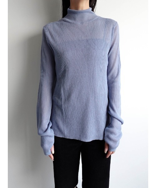 sahara(サハラ)の「Sheer Knit Turtle Top/シアーニットタータルトップ(ニット/セーター・レディース・オフホワイト/ブルー/ブラック/レッド/ブラウン/ミント・FREE)」の18枚目の写真