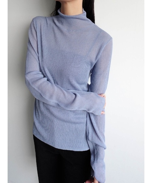 sahara(サハラ)の「Sheer Knit Turtle Top/シアーニットタータルトップ(ニット/セーター・レディース・オフホワイト/ブルー/ブラック/レッド/ブラウン/ミント・FREE)」の17枚目の写真