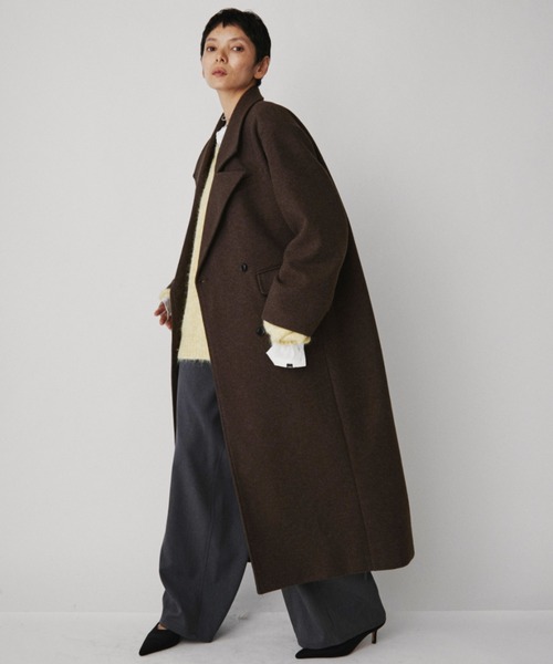VION（ヴィオン）の「Long Chester field Coat / ロングチェスターフィールドコート（チェスターコート・レディース・ブラウン/グレー・SMALL/MEDIUM）」の2枚目の写真