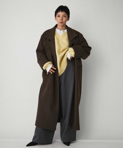 VION（ヴィオン）の「Long Chester field Coat / ロングチェスターフィールドコート（チェスターコート・レディース・ブラウン/グレー・SMALL/MEDIUM）」の3枚目の写真
