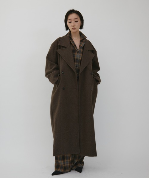 VION（ヴィオン）の「Long Chester field Coat / ロングチェスターフィールドコート（チェスターコート・レディース・ブラウン/グレー・SMALL/MEDIUM）」の7枚目の写真