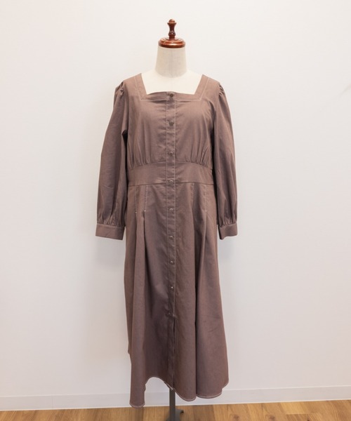 CLETTE(クレット)の「CLETTEオリジナル配色ステッチスクエアネックワンピース(ワンピース・レディース・モカ/ネイビー/ブラック・LL/3L/4L)」の21枚目の写真