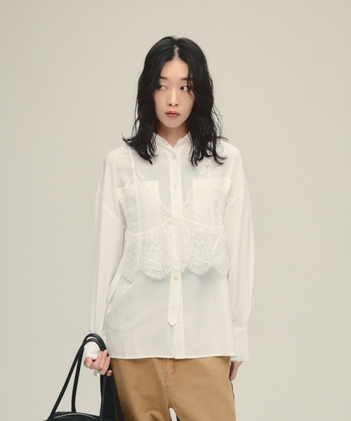 JEANASIS(ジーナシス)の「【eL】Lace Bustier/603950(キャミソール・レディース・ブラック/オフホワイト・FREE)」の2枚目の写真