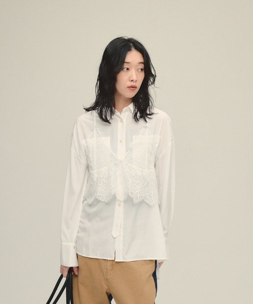 JEANASIS(ジーナシス)の「【eL】Lace Bustier/603950(キャミソール・レディース・ブラック/オフホワイト・FREE)」の5枚目の写真