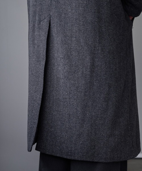 ウールブレンドヘリンボーンステンカラーコート（ステンカラーコート