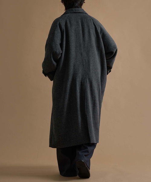 ウールブレンドヘリンボーンステンカラーコート（ステンカラーコート