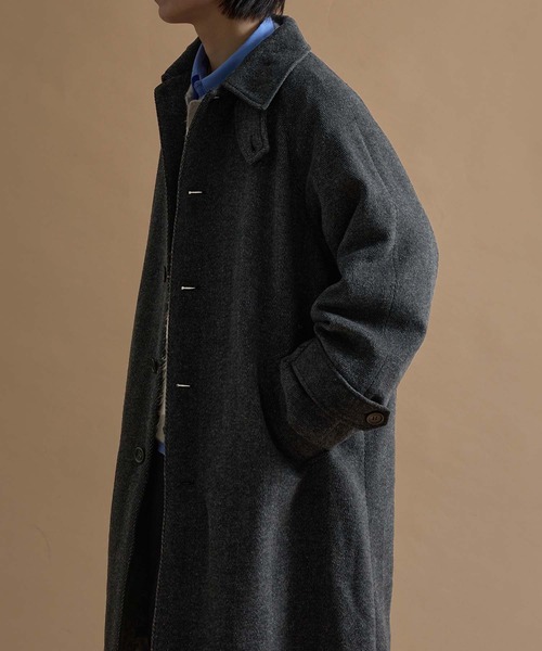 ウールブレンドヘリンボーンステンカラーコート（ステンカラーコート