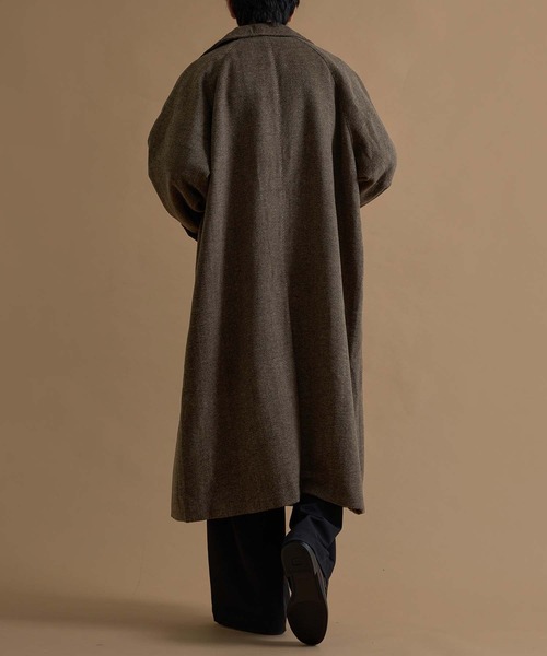 ウールブレンドヘリンボーンステンカラーコート（ステンカラーコート