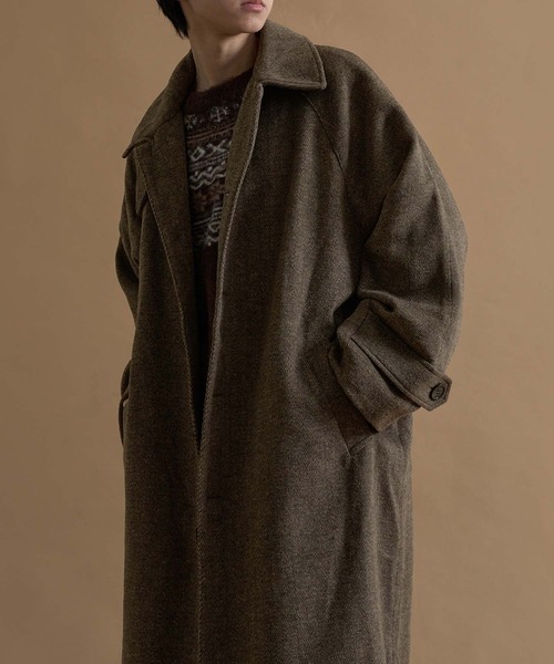 epnok（エプノック）の「ウールブレンドヘリンボーンステンカラーコート（ステンカラーコート・メンズ・チャコールグレー/ダークブラウン・SMALL/MEDIUM/LARGE）」の18枚目の写真