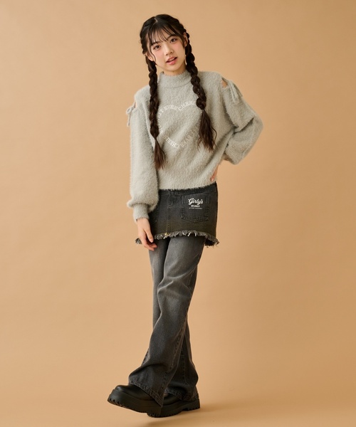 by LOVEiT（バイラビット）の「肩スリットモヘアーニット（ニット/セーター・キッズ・ピンク/オフホワイト/グレー・150cm/140cm/160cm/120cm/130cm）」の4枚目の写真