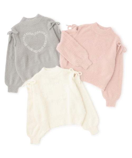 by LOVEiT（バイラビット）の「肩スリットモヘアーニット（ニット/セーター・キッズ・ピンク/オフホワイト/グレー・150cm/140cm/160cm/120cm/130cm）」の7枚目の写真