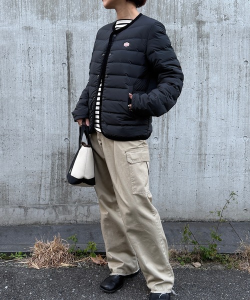 Vincent et Mireille（バンソンエミレイユ）の「【Vincent et Mireille】Stitchless down Cardigan（ダウンジャケット/コート・レディース・ベージュ/ブラック・36/34）」の11枚目の写真