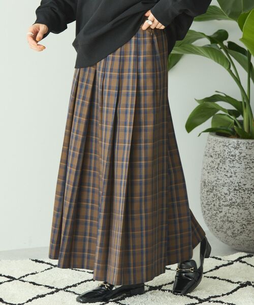 AMERICAN HOLIC（アメリカンホリック）の「T/Rタータンチェックプリーツスカート（スカート・レディース・ブラック/ブラウン・L/M）」の3枚目の写真