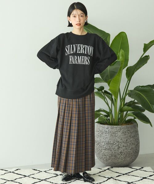 アンドマリー　チェックプリーツスカート BLACK ANDMARY】Coco check pleats skirt