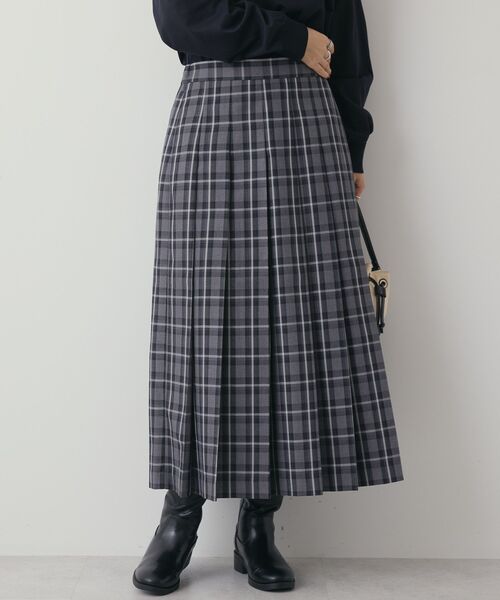 AMERICAN HOLIC（アメリカンホリック）の「T/Rタータンチェックプリーツスカート（スカート・レディース・ブラック/ブラウン・L/M）」の2枚目の写真